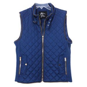 Before You Quilted Blue Vest  Zip Neck Closure (M)